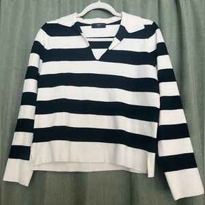 Tahari Black and White Striped Sweater
